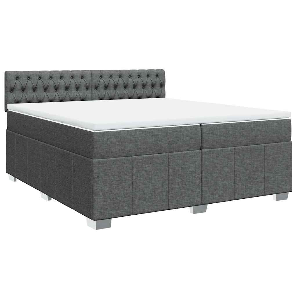 vidaXL Κρεβάτι Boxspring με Στρώμα Σκούρο Γκρι 200x200 εκ. Υφασμάτινο