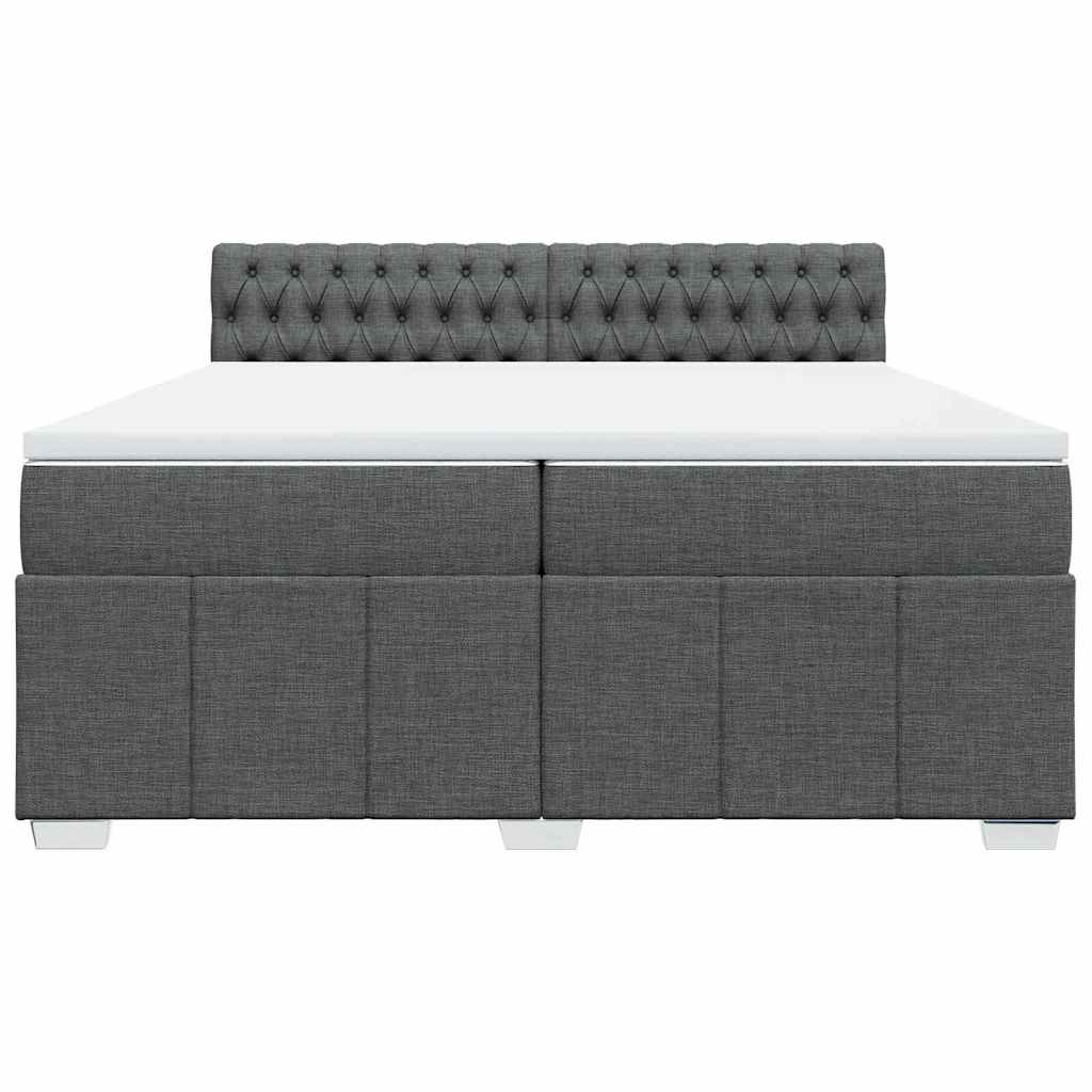 vidaXL Κρεβάτι Boxspring με Στρώμα Σκούρο Γκρι 200x200 εκ. Υφασμάτινο