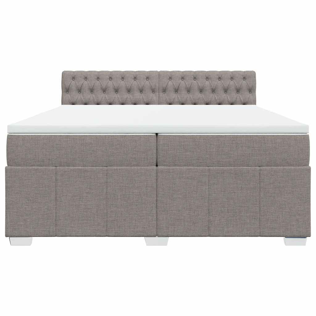 vidaXL Κρεβάτι Boxspring με Στρώμα Taupe 200x200 εκ. Υφασμάτινο