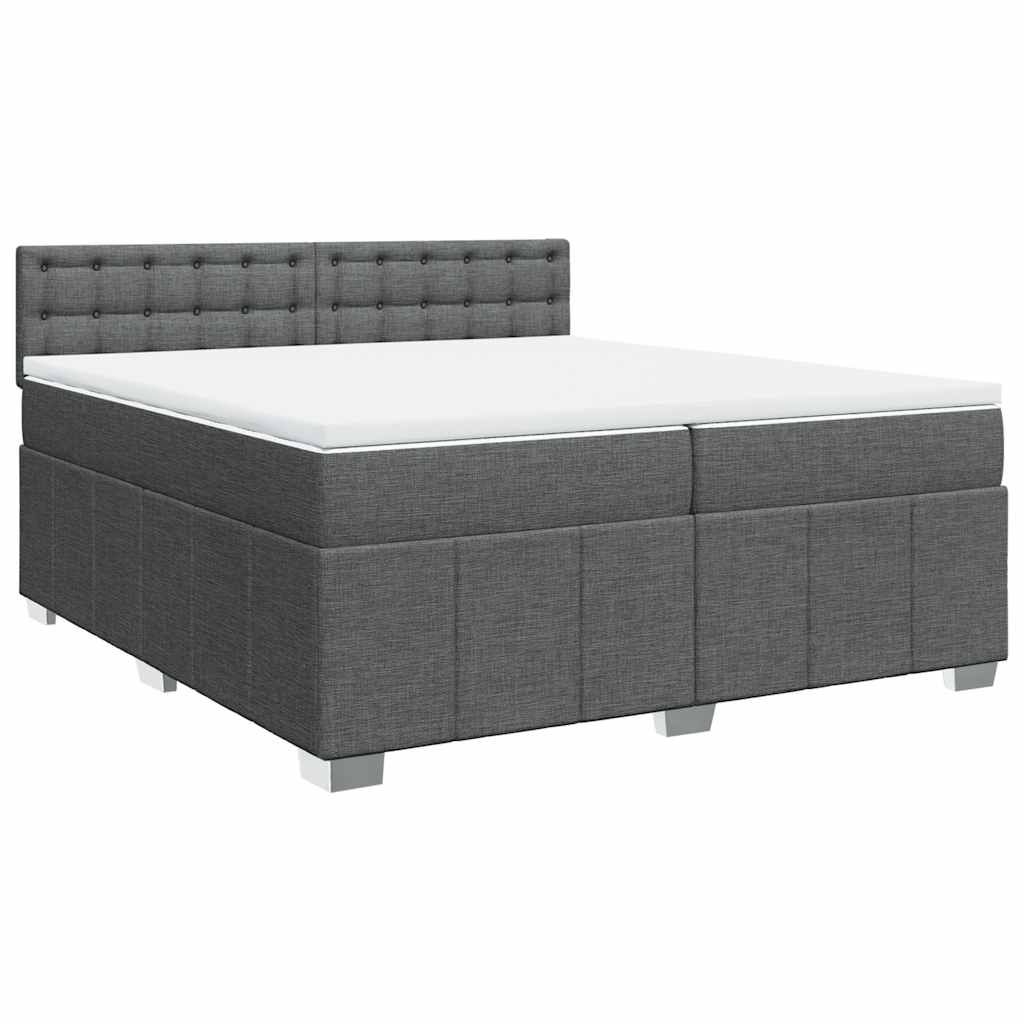 vidaXL Κρεβάτι Boxspring με Στρώμα Σκούρο Γκρι 200x200 εκ. Υφασμάτινο