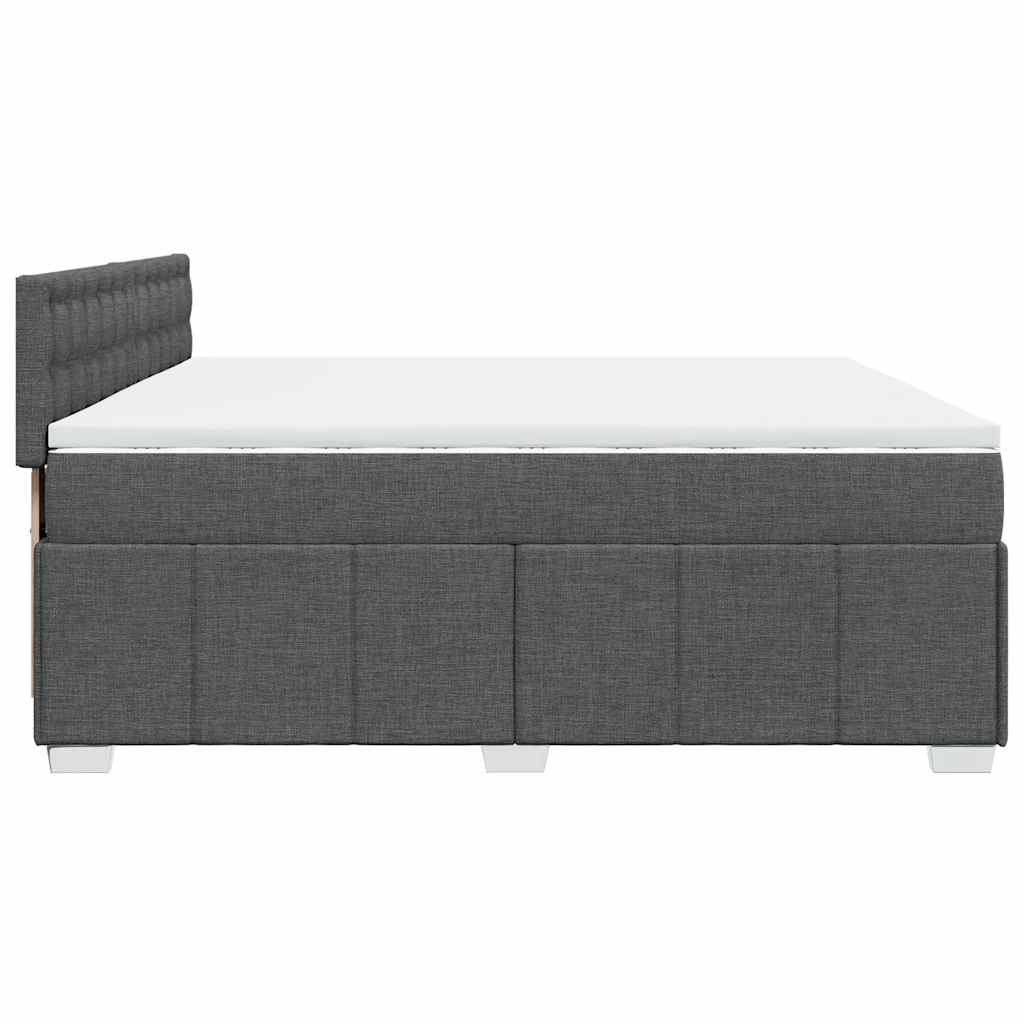 vidaXL Κρεβάτι Boxspring με Στρώμα Σκούρο Γκρι 200x200 εκ. Υφασμάτινο