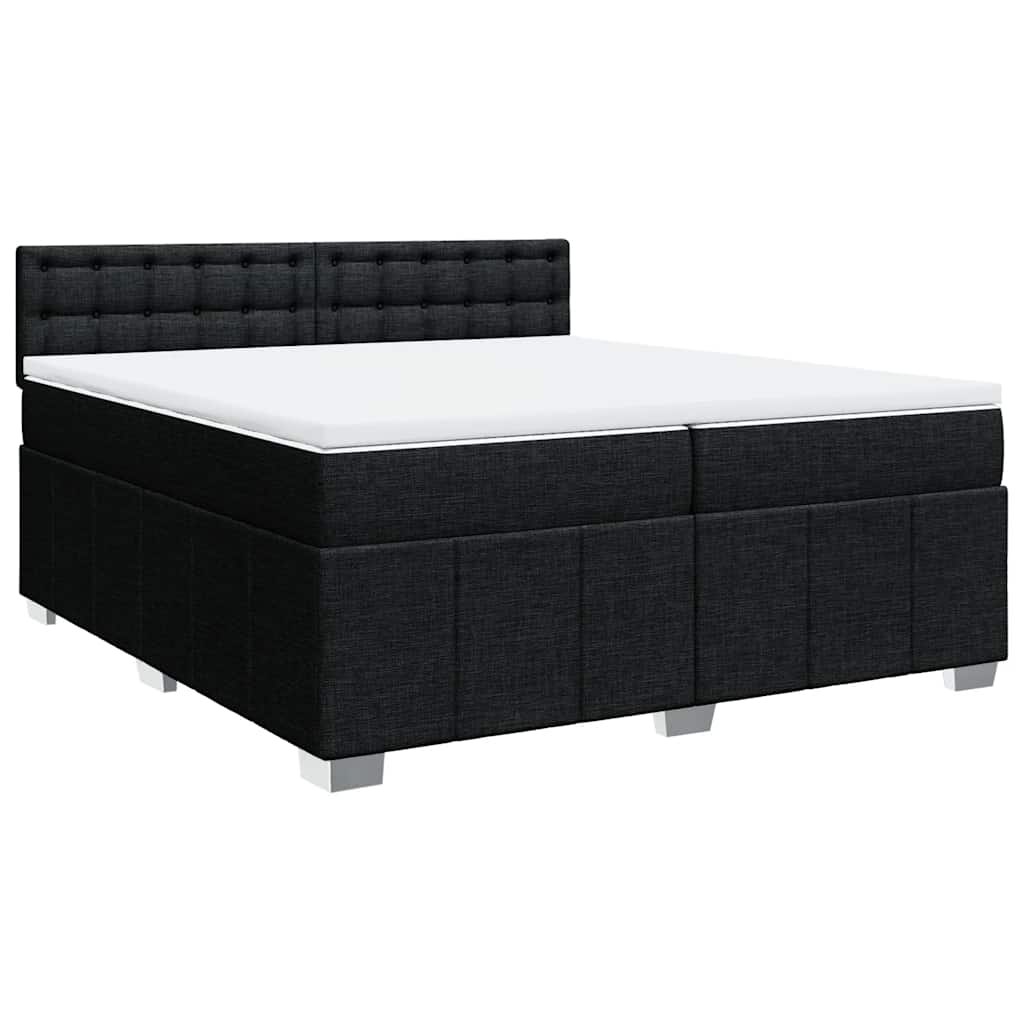 vidaXL Κρεβάτι Boxspring με Στρώμα Μαύρο 200x200 εκ. Υφασμάτινο