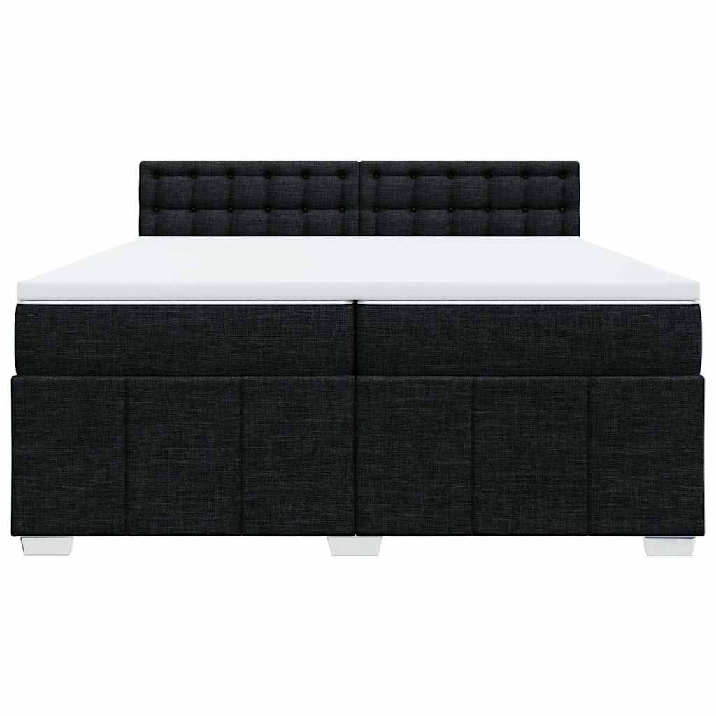 vidaXL Κρεβάτι Boxspring με Στρώμα Μαύρο 200x200 εκ. Υφασμάτινο