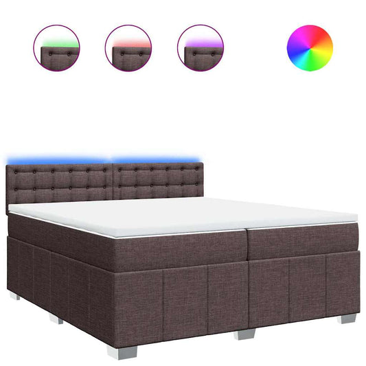 vidaXL Κρεβάτι Boxspring με Στρώμα Σκούρο Καφέ 200x200 εκ. Υφασμάτινο