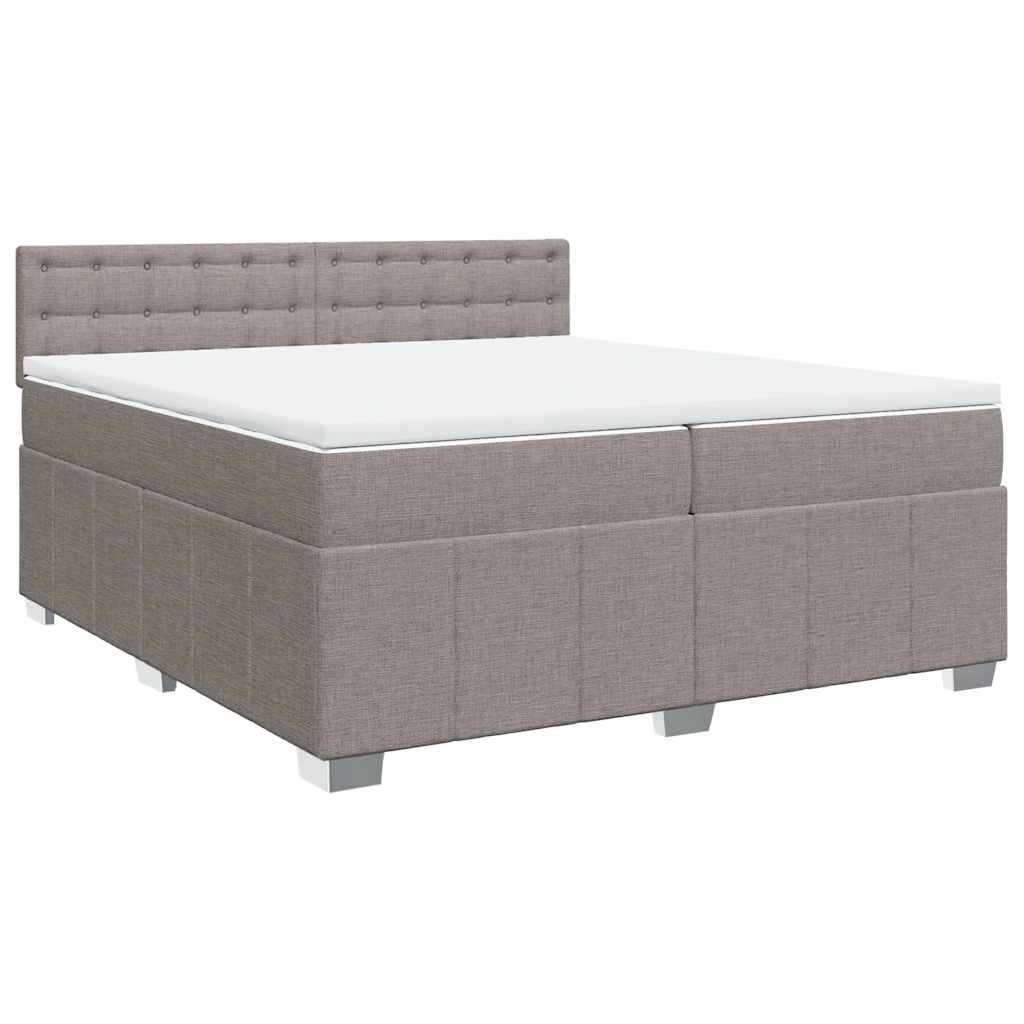 vidaXL Κρεβάτι Boxspring με Στρώμα Taupe 200x200 εκ. Υφασμάτινο