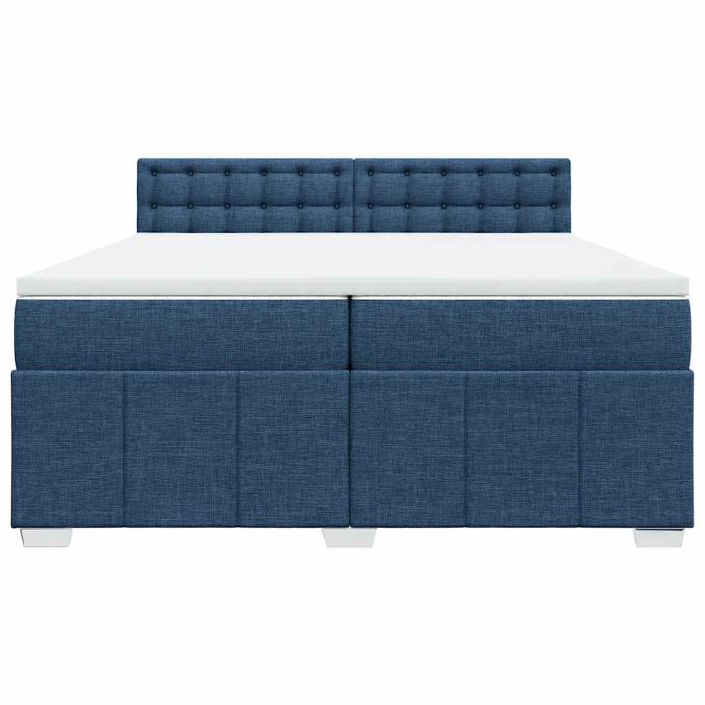 vidaXL Κρεβάτι Boxspring με Στρώμα Μπλε 200x200 εκ. Υφασμάτινο