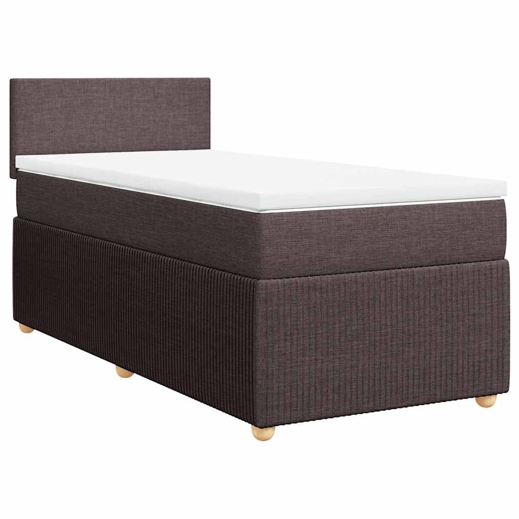 vidaXL Κρεβάτι Boxspring με Στρώμα Σκούρο Καφέ 80x200 εκ. Υφασμάτινο