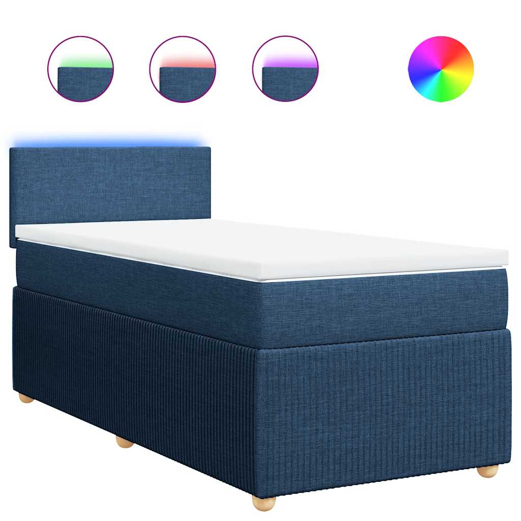 vidaXL Κρεβάτι Boxspring με Στρώμα Μπλε 80x200 εκ. Υφασμάτινο