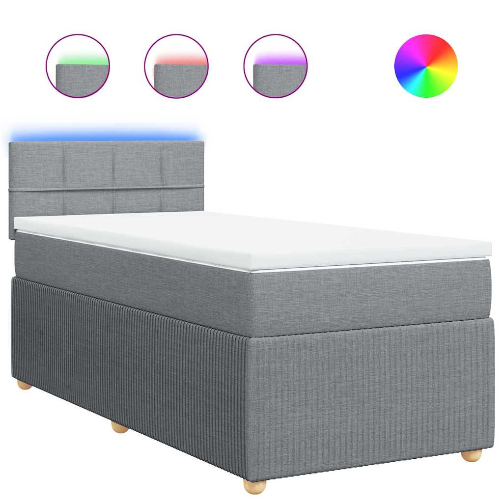 vidaXL Κρεβάτι Boxspring με Στρώμα Ανοιχτό Γκρι 80x200 εκ. Υφασμάτινο