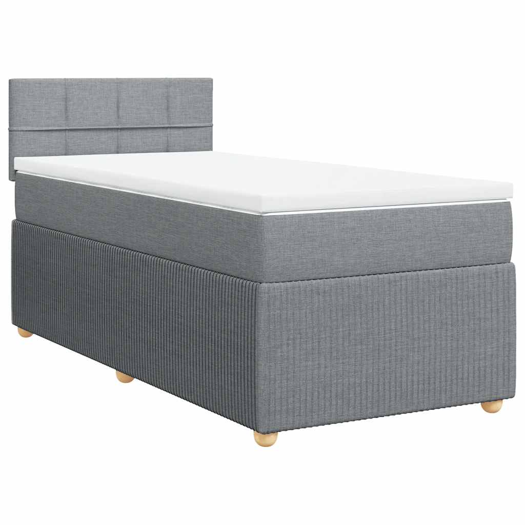 vidaXL Κρεβάτι Boxspring με Στρώμα Ανοιχτό Γκρι 80x200 εκ. Υφασμάτινο