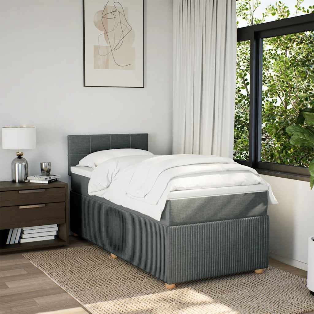 vidaXL Κρεβάτι Boxspring με Στρώμα Σκούρο Γκρι 80x200 εκ. Υφασμάτινο