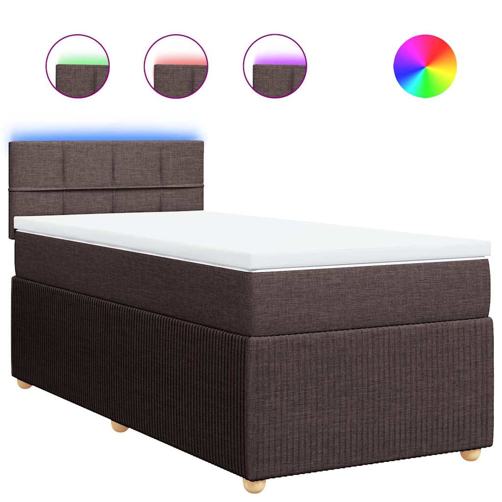 vidaXL Κρεβάτι Boxspring με Στρώμα Σκούρο Καφέ 80x200 εκ. Υφασμάτινο