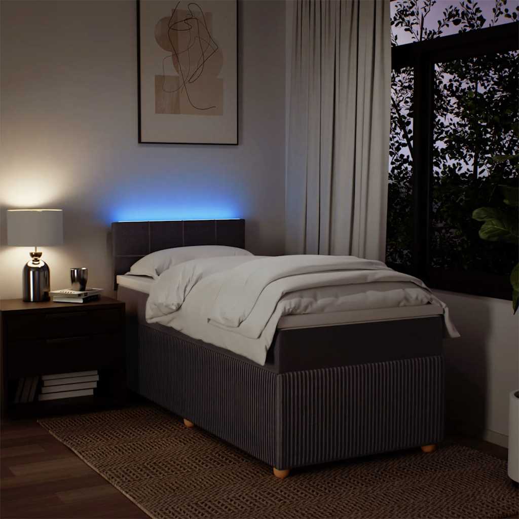 vidaXL Κρεβάτι Boxspring με Στρώμα Σκούρο Καφέ 80x200 εκ. Υφασμάτινο