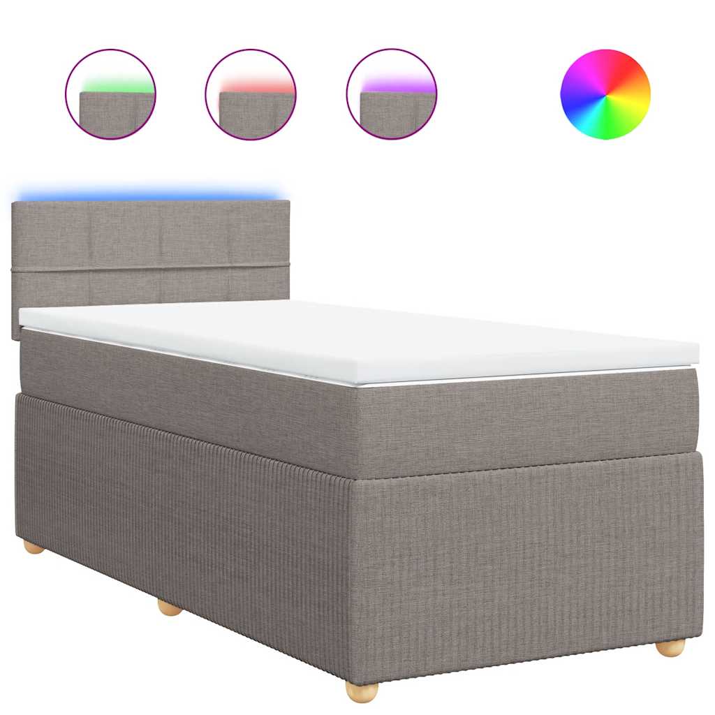 vidaXL Κρεβάτι Boxspring με Στρώμα Taupe 80x200 εκ. Υφασμάτινο