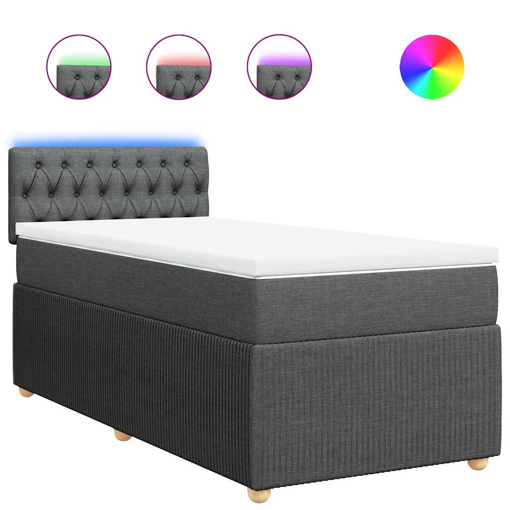 vidaXL Κρεβάτι Boxspring με Στρώμα Σκούρο Γκρι 80x200 εκ. Υφασμάτινο