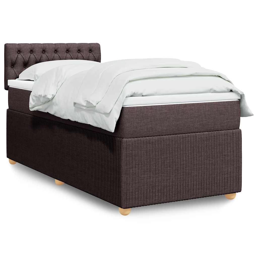vidaXL Κρεβάτι Boxspring με Στρώμα Σκούρο Καφέ 80x200 εκ. Υφασμάτινο