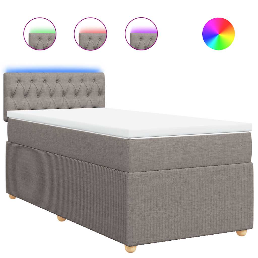 vidaXL Κρεβάτι Boxspring με Στρώμα Taupe 80x200 εκ. Υφασμάτινο