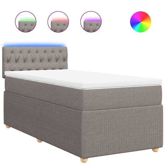 vidaXL Κρεβάτι Boxspring με Στρώμα Taupe 80x200 εκ. Υφασμάτινο