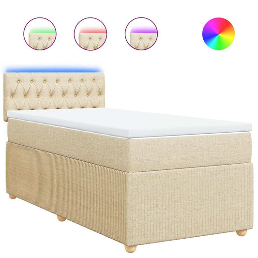 vidaXL Κρεβάτι Boxspring με Στρώμα Κρεμ 80 x 200 εκ. Υφασμάτινο