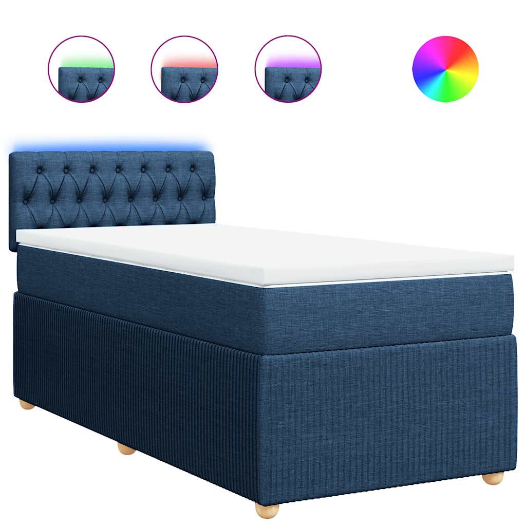 vidaXL Κρεβάτι Boxspring με Στρώμα Μπλε 80x200 εκ. Υφασμάτινο