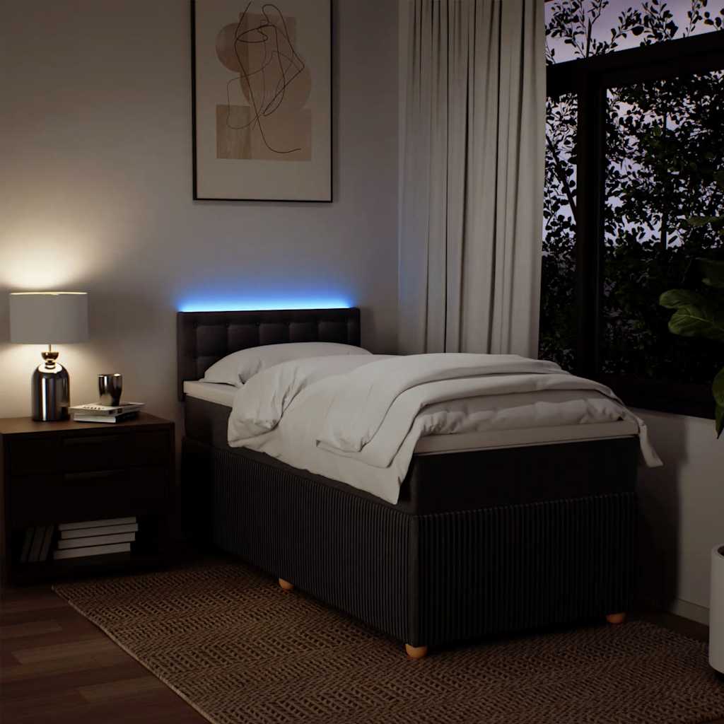 vidaXL Κρεβάτι Boxspring με Στρώμα Σκούρο Καφέ 80x200 εκ. Υφασμάτινο
