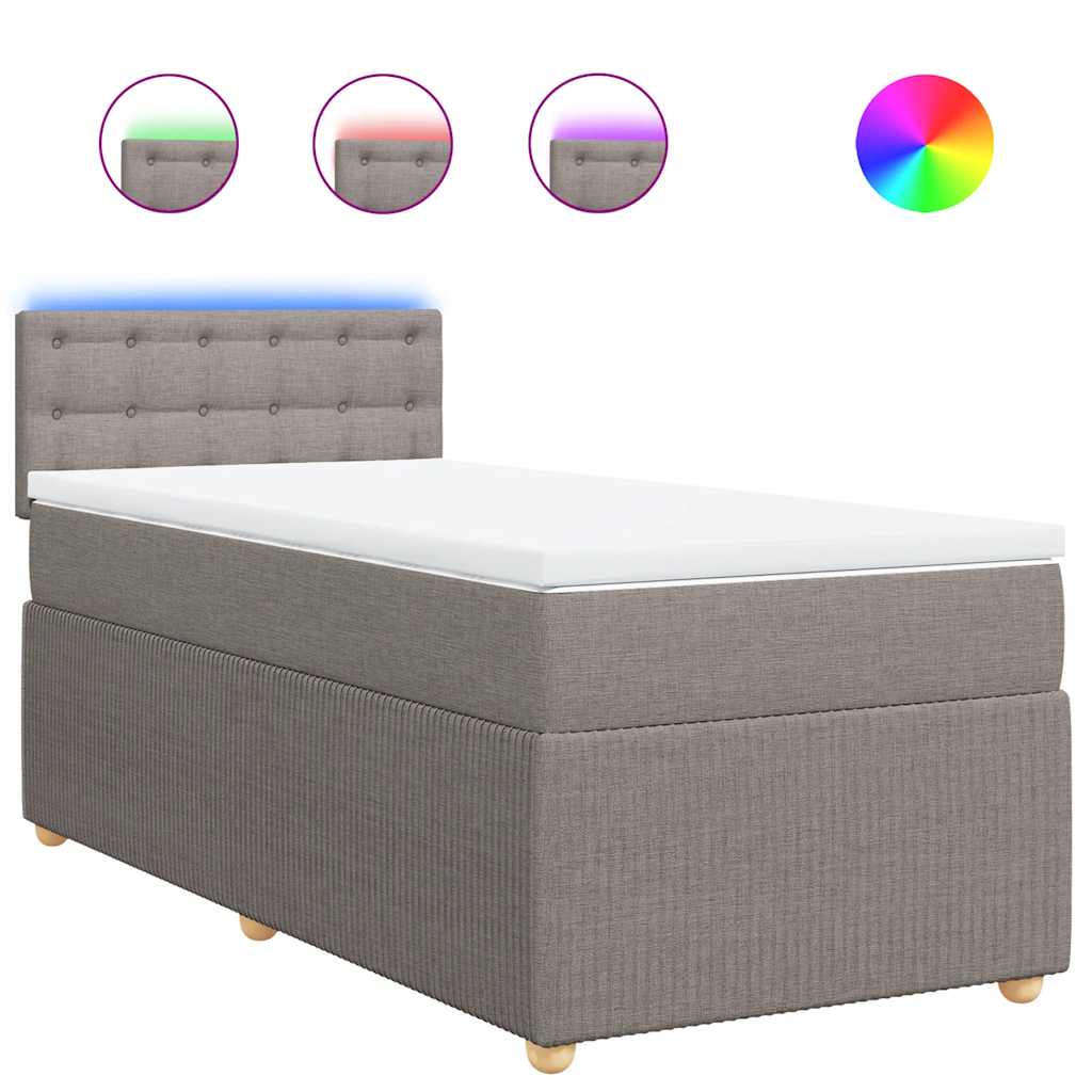 vidaXL Κρεβάτι Boxspring με Στρώμα Taupe 80x200 εκ. Υφασμάτινο