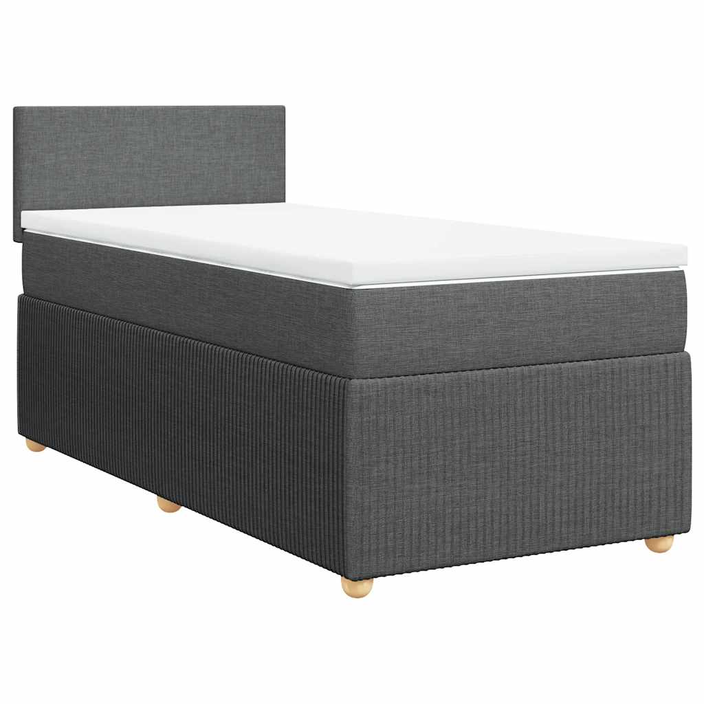 vidaXL Κρεβάτι Boxspring με Στρώμα Σκούρο Γκρι 90x190 εκ. Υφασμάτινο