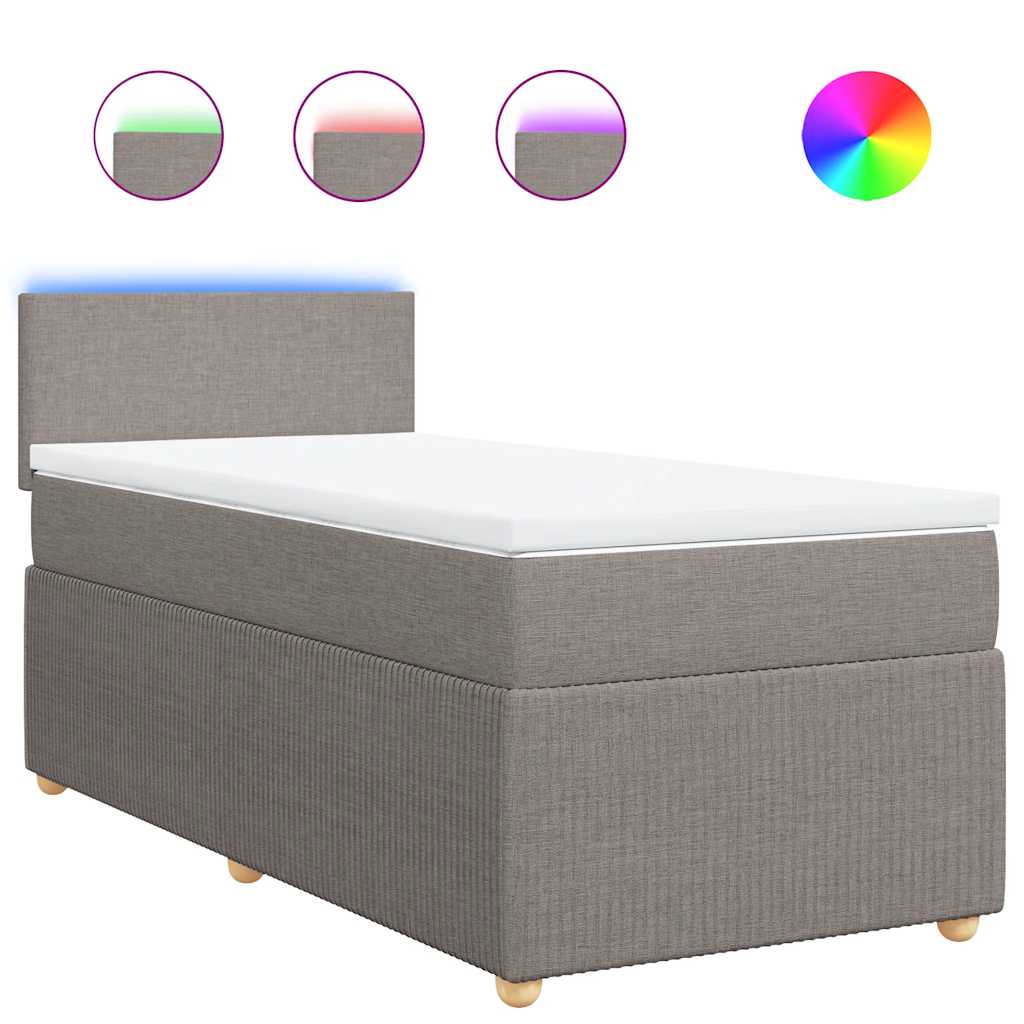 vidaXL Κρεβάτι Boxspring με Στρώμα Taupe 90x190 εκ.Υφασμάτινο