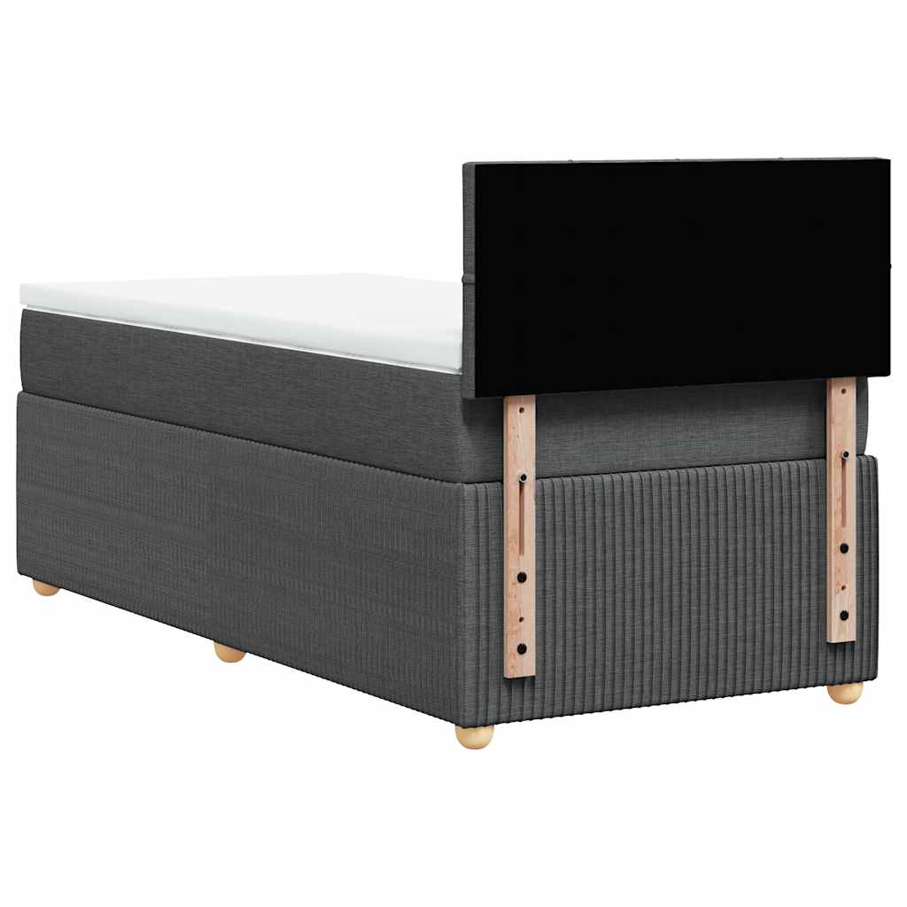 vidaXL Κρεβάτι Boxspring με Στρώμα Σκούρο Γκρι 90x190 εκ. Υφασμάτινο