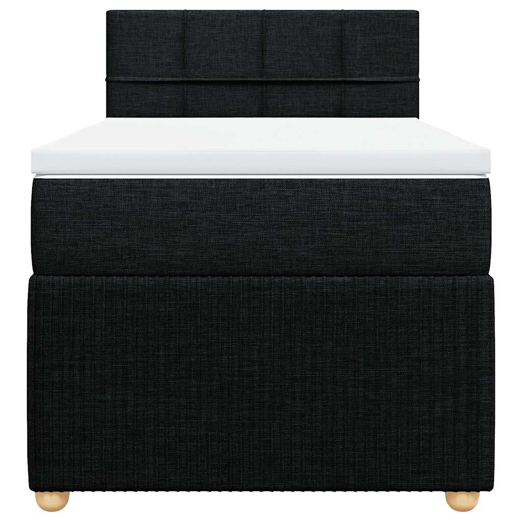 vidaXL Κρεβάτι Boxspring με Στρώμα Μαύρο 90x190 εκ.Υφασμάτινο