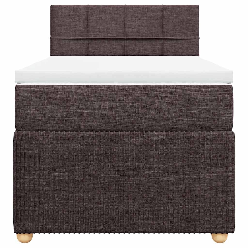 vidaXL Κρεβάτι Boxspring με Στρώμα Σκούρο Καφέ 90x190 εκ. Υφασμάτινο