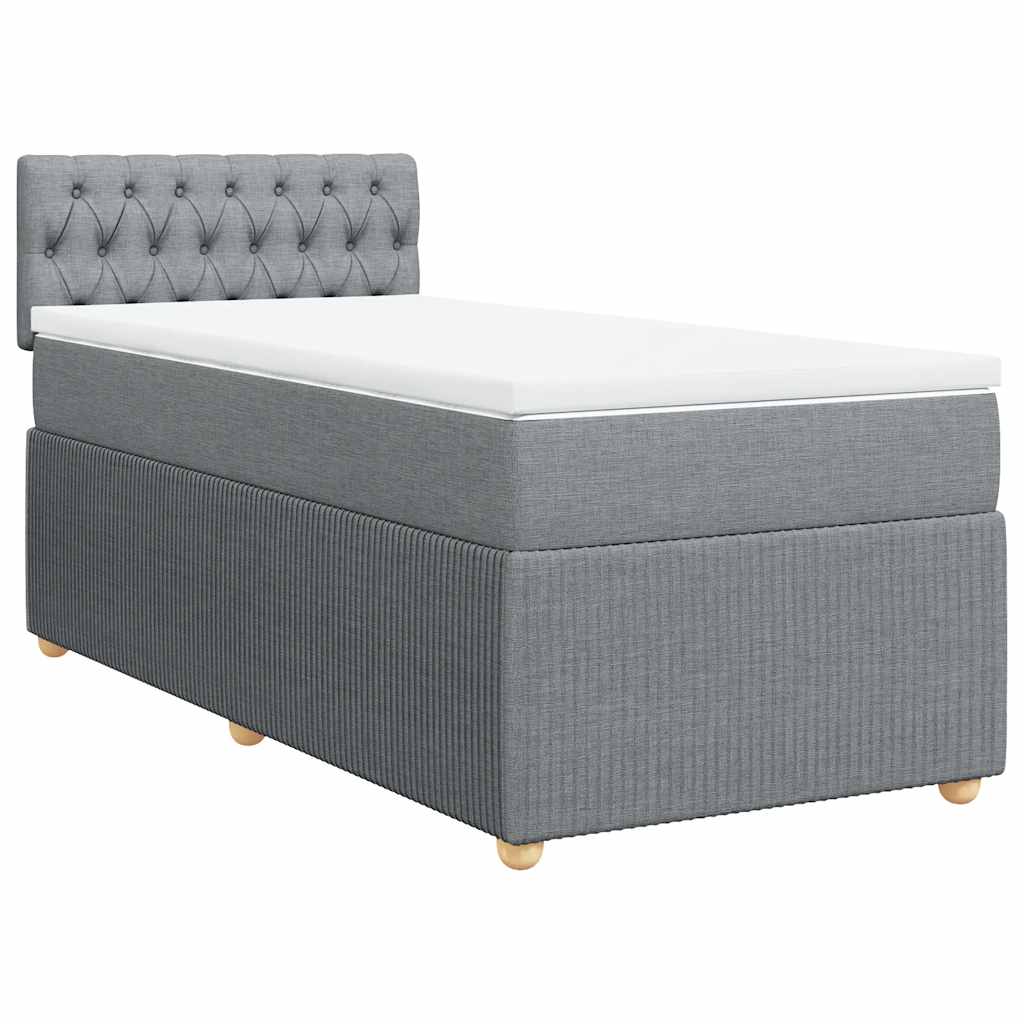 vidaXL Κρεβάτι Boxspring με Στρώμα Ανοιχτό Γκρι 90x190 εκ. Υφασμάτινο