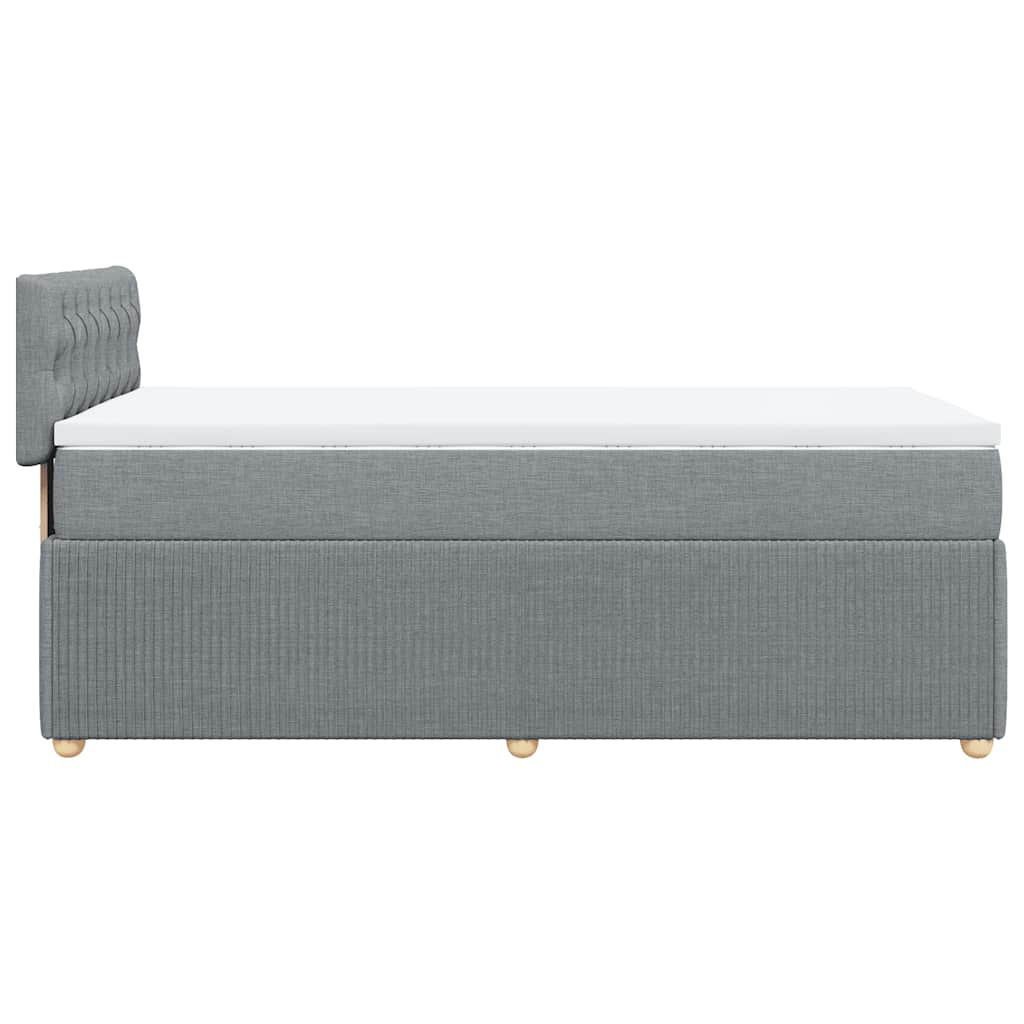 vidaXL Κρεβάτι Boxspring με Στρώμα Ανοιχτό Γκρι 90x190 εκ. Υφασμάτινο