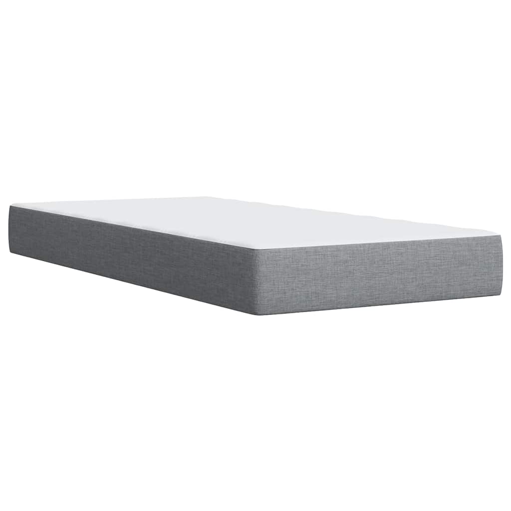 vidaXL Κρεβάτι Boxspring με Στρώμα Ανοιχτό Γκρι 90x190 εκ. Υφασμάτινο