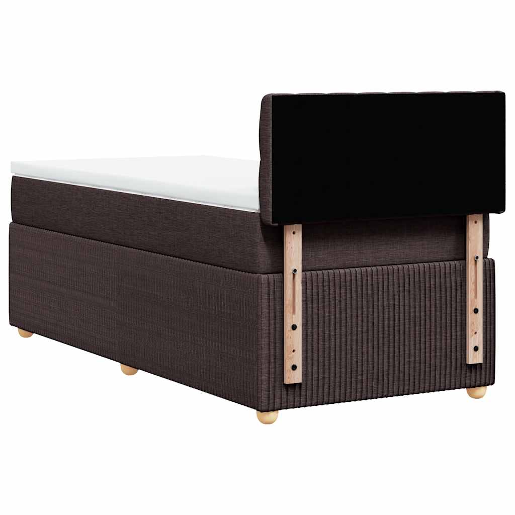 vidaXL Κρεβάτι Boxspring με Στρώμα Σκούρο Καφέ 90x190 εκ. Υφασμάτινο