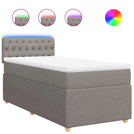 vidaXL Κρεβάτι Boxspring με Στρώμα Taupe 90x190 εκ.Υφασμάτινο