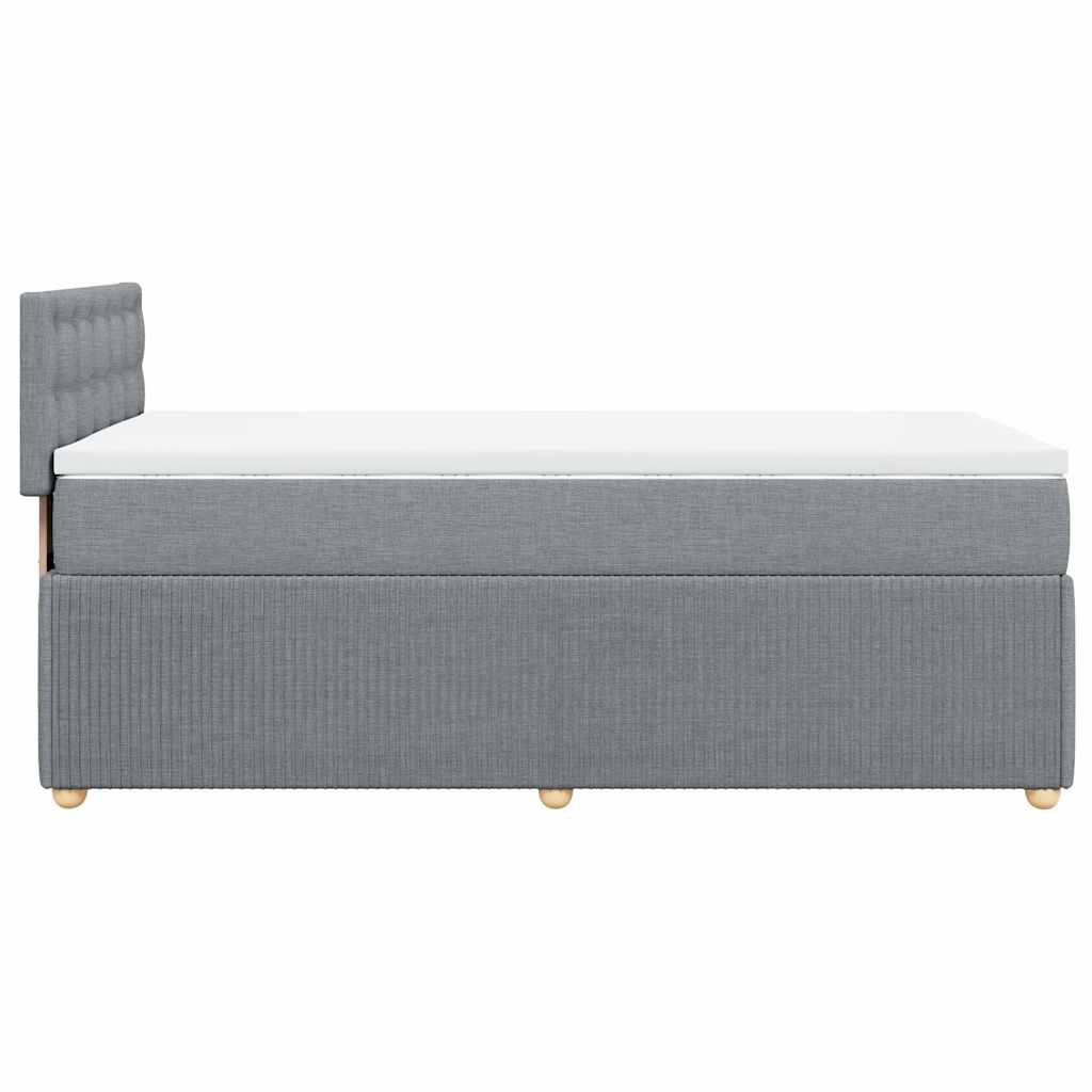 vidaXL Κρεβάτι Boxspring με Στρώμα Ανοιχτό Γκρι 90x190 εκ. Υφασμάτινο