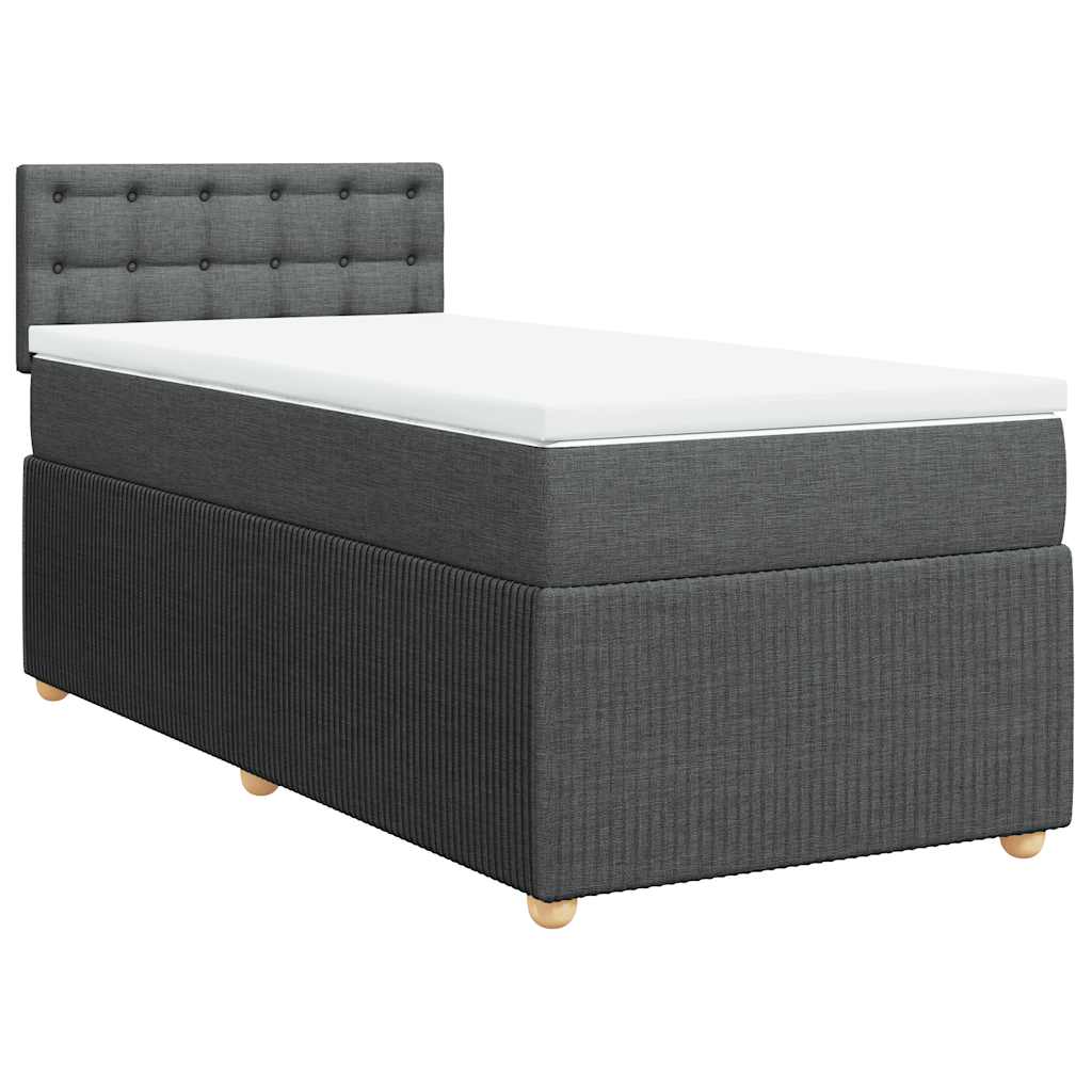 vidaXL Κρεβάτι Boxspring με Στρώμα Σκούρο Γκρι 90x190 εκ. Υφασμάτινο
