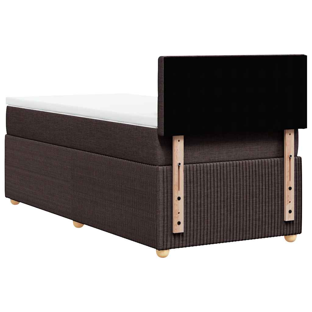 vidaXL Κρεβάτι Boxspring με Στρώμα Σκούρο Καφέ 90x190 εκ. Υφασμάτινο