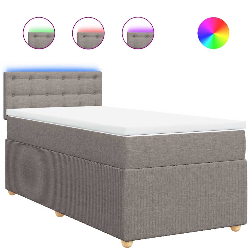 vidaXL Κρεβάτι Boxspring με Στρώμα Taupe 90x190 εκ.Υφασμάτινο