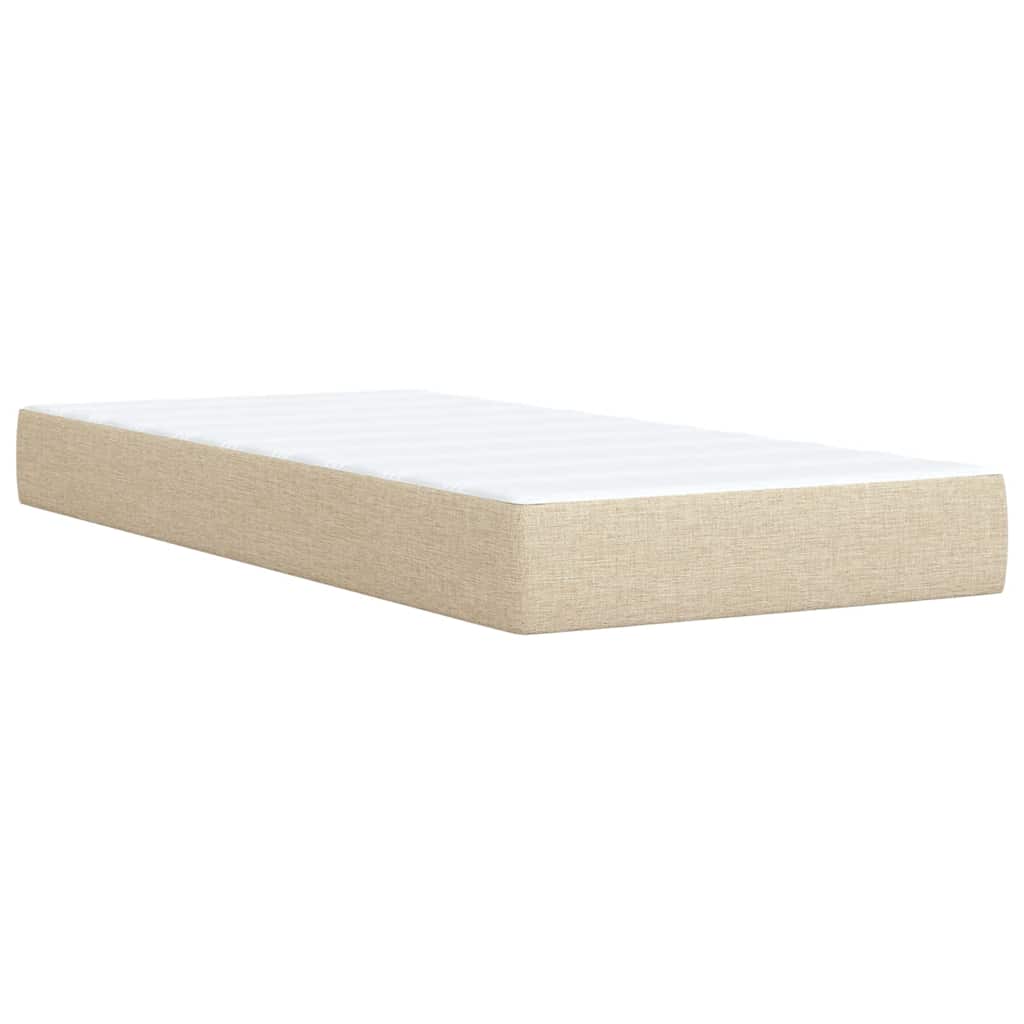 vidaXL Κρεβάτι Boxspring με Στρώμα Κρεμ 90x190 εκ.Υφασμάτινο