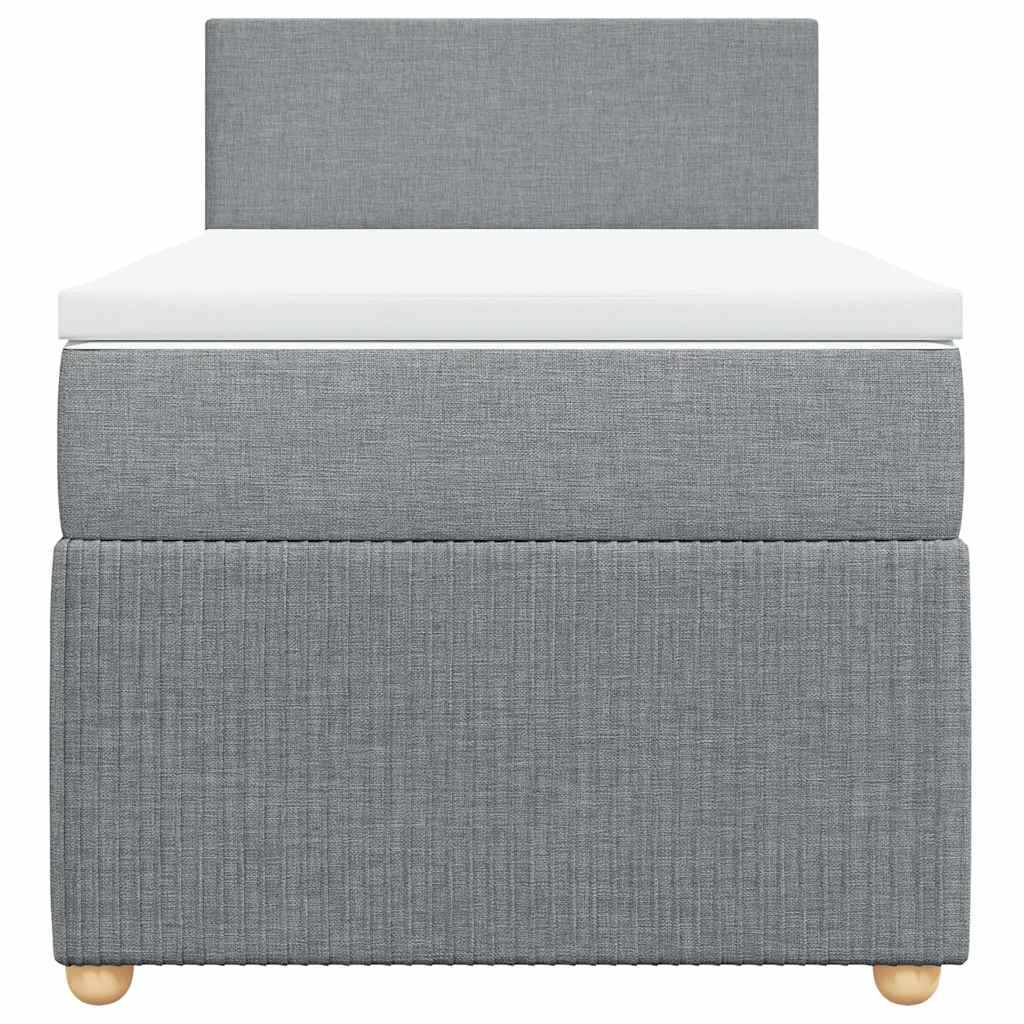 vidaXL Κρεβάτι Boxspring με Στρώμα Ανοιχτό Γκρι 90x200 εκ. Υφασμάτινο