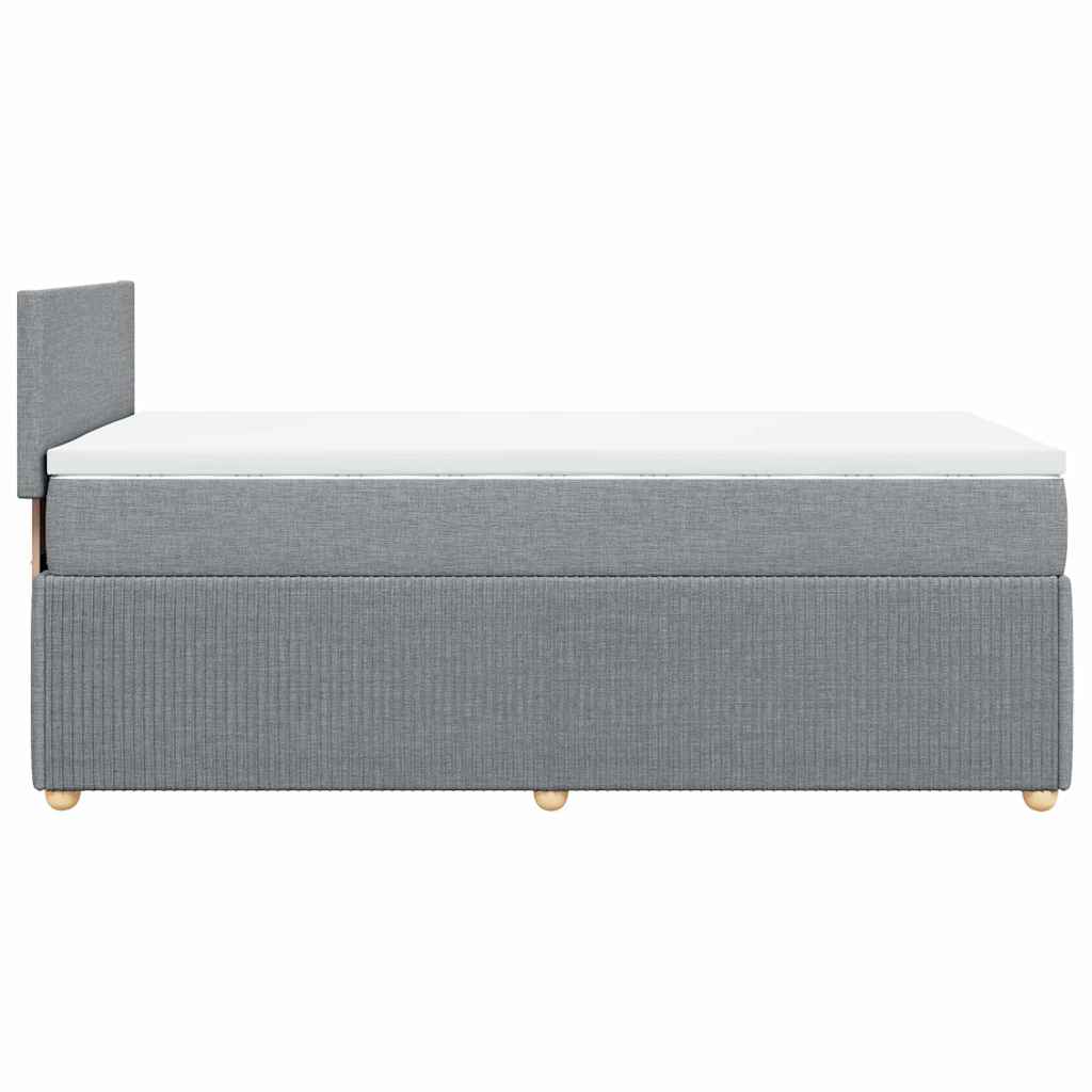 vidaXL Κρεβάτι Boxspring με Στρώμα Ανοιχτό Γκρι 90x200 εκ. Υφασμάτινο