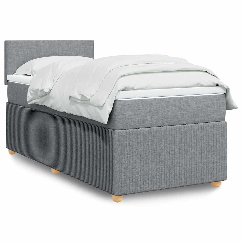 vidaXL Κρεβάτι Boxspring με Στρώμα Ανοιχτό Γκρι 90x200 εκ. Υφασμάτινο