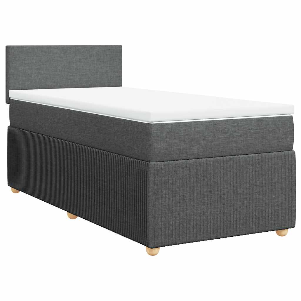 vidaXL Κρεβάτι Boxspring με Στρώμα Σκούρο Γκρι 90x200 εκ. Υφασμάτινο