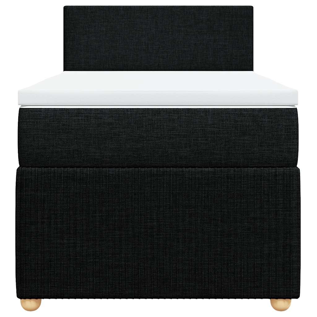 vidaXL Κρεβάτι Boxspring με Στρώμα Μαύρο 90x200 εκ. Υφασμάτινο