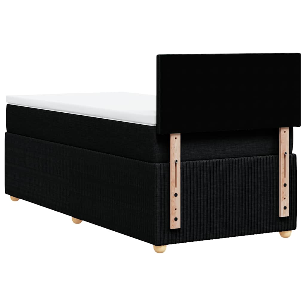 vidaXL Κρεβάτι Boxspring με Στρώμα Μαύρο 90x200 εκ. Υφασμάτινο