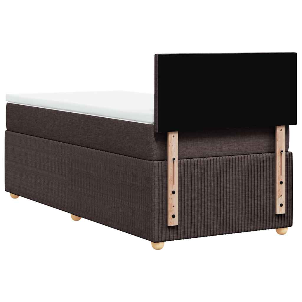 vidaXL Κρεβάτι Boxspring με Στρώμα Σκούρο Καφέ 90x200 εκ. Υφασμάτινο