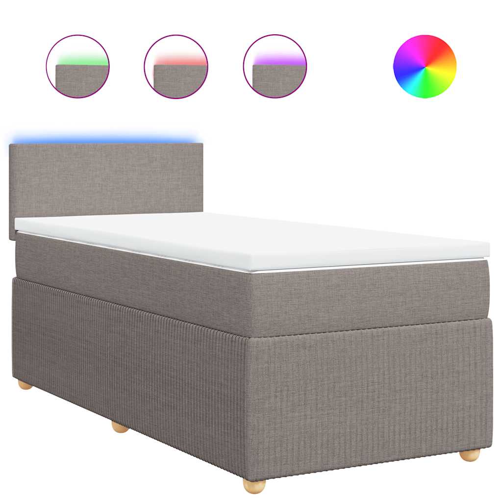 vidaXL Κρεβάτι Boxspring με Στρώμα Taupe 90x200 εκ. Υφασμάτινο
