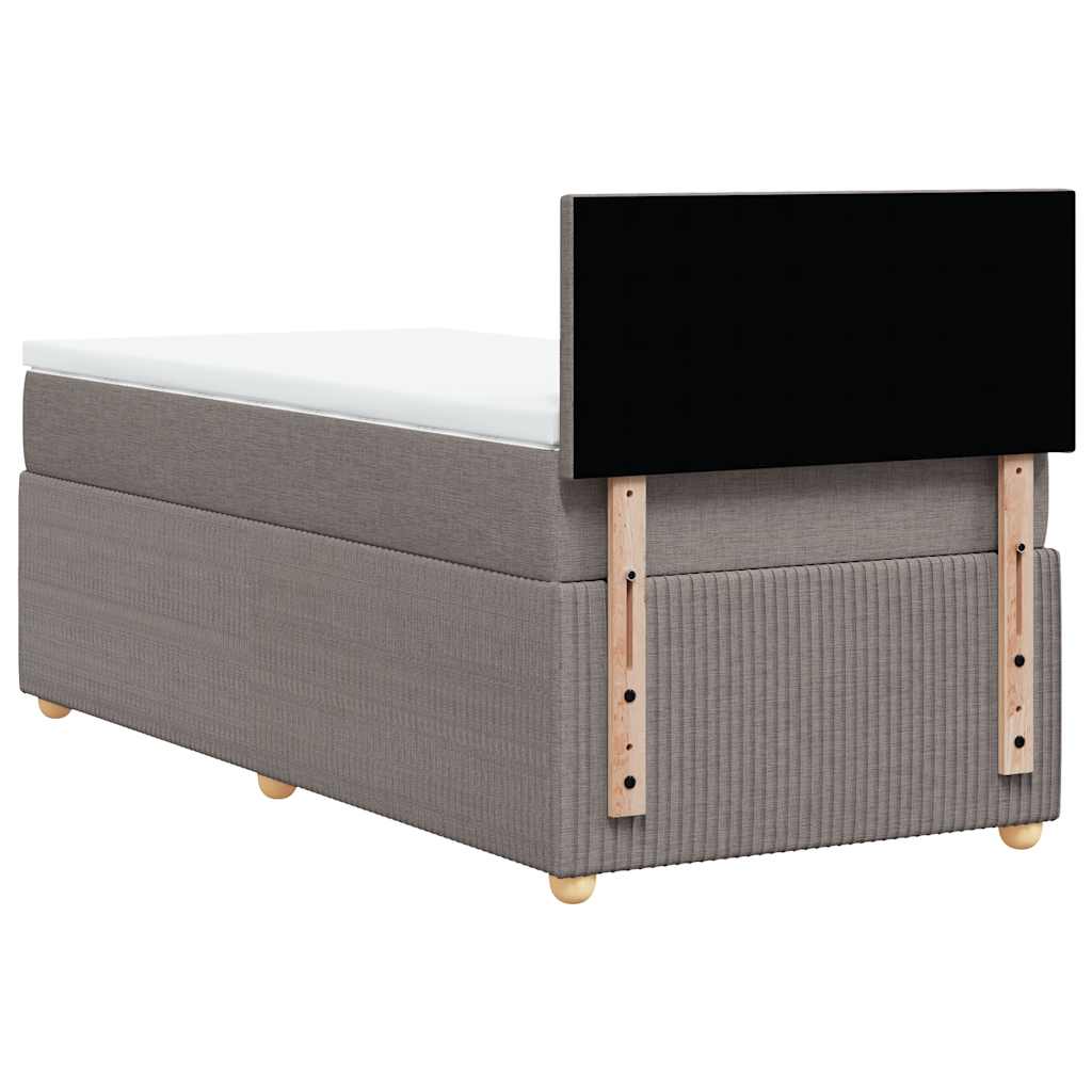 vidaXL Κρεβάτι Boxspring με Στρώμα Taupe 90x200 εκ. Υφασμάτινο